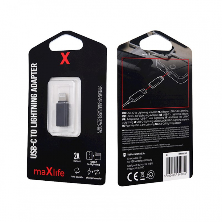 Maxlife USB-C to Lightning Adapter in the group SMARTPHONE & TABLETS / Chargers & Cables / Adapters at TP E-commerce Nordic AB (C33681)