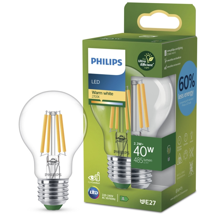 Philips LED E27 Normal 2,3W (40W) Klar 485lm 2700K Energiklass A in the group HOME ELECTRONICS / Lighting / LED lamps at TP E-commerce Nordic AB (C33743)