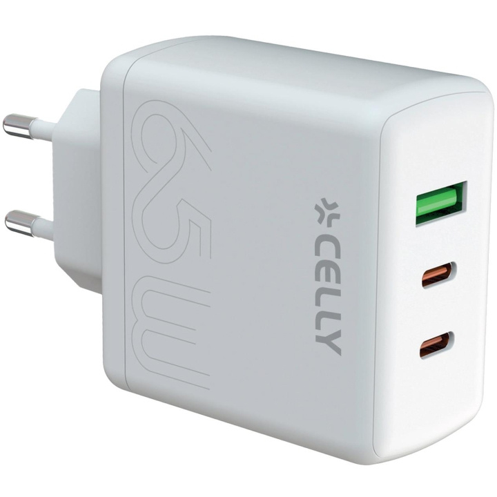 Celly USB-laddare PD 3-ports 65W GaN in the group SMARTPHONE & TABLETS / Chargers & Cables / Wall charger / Wall charger USB-C at TP E-commerce Nordic AB (C33752)