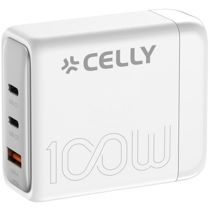 Celly Power Station 1 x USB-A + 2 x USB-C PD 100W GaN Vit in the group SMARTPHONE & TABLETS / Chargers & Cables / Wall charger / Wall charger USB-C at TP E-commerce Nordic AB (C33775)