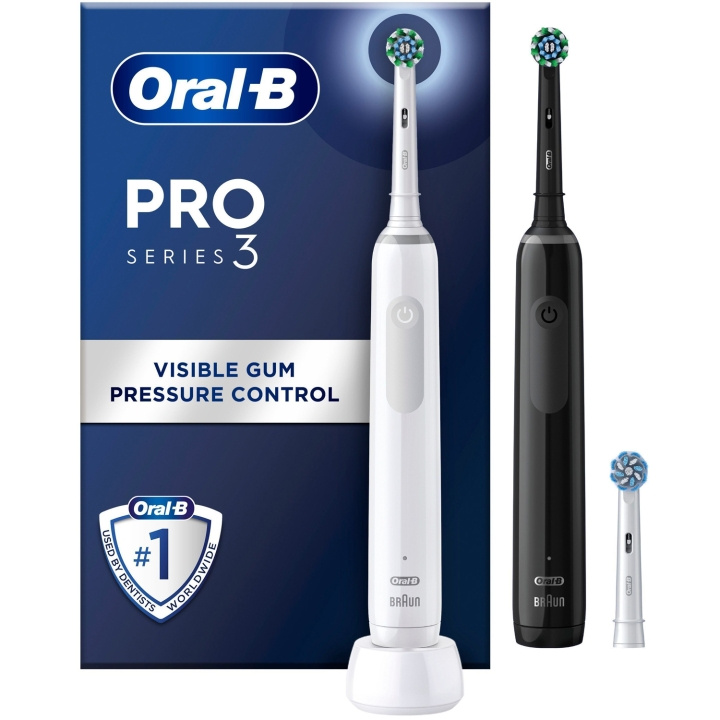 Oral B Eltandborste Pro3 Duo Black / White in the group BEAUTY & HEALTH / Oral care / Electric toothbrushes at TP E-commerce Nordic AB (C33849)