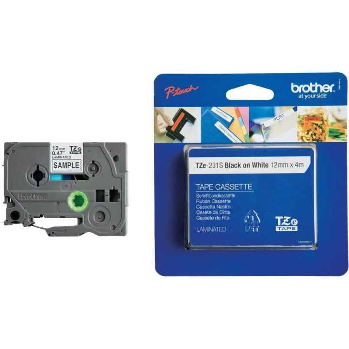 Brother Tape TZE-231S 12mm Svart på Vit in the group COMPUTERS & PERIPHERALS / Printers & Accessories / Printers / Label machines & Accessories / Tape at TP E-commerce Nordic AB (C34725)