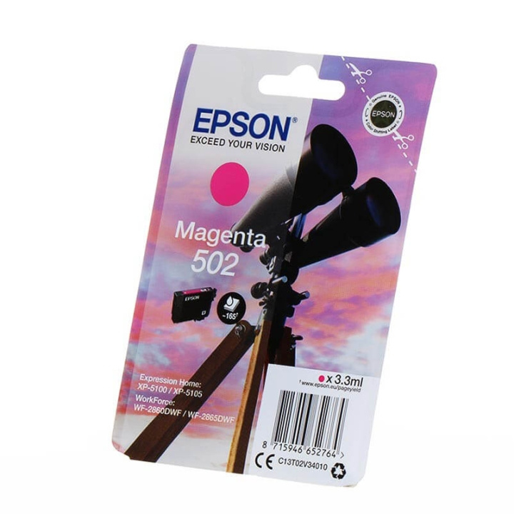 EPSON Ink C13T02V34010 502 Magenta, Binoculars in the group COMPUTERS & PERIPHERALS / Printers & Accessories / Ink & Toner / Ink cartridges / Epson at TP E-commerce Nordic AB (C34813)