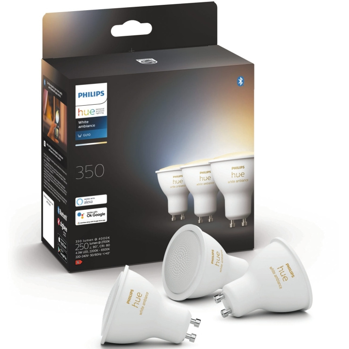 Philips Hue White Ambiance GU10 3-pack in the group HOME, HOUSEHOLD & GARDEN / Smart home / Smart Lights at TP E-commerce Nordic AB (C35376)