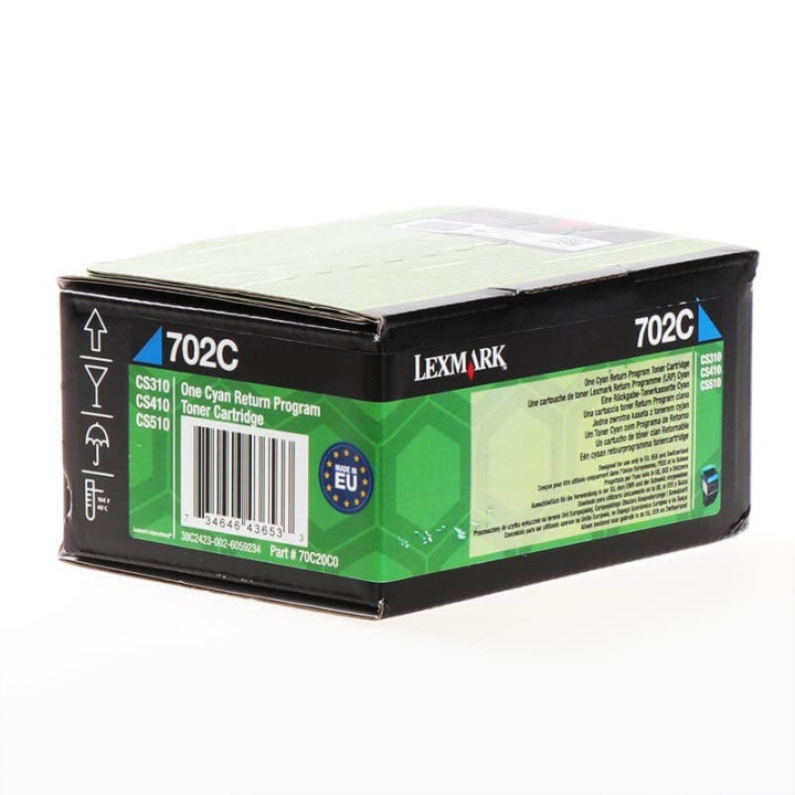 Lexmark Toner 70C20C0 702 Cyan, Return in the group COMPUTERS & PERIPHERALS / Printers & Accessories / Ink & Toner / Toner / Lexmark at TP E-commerce Nordic AB (C36689)