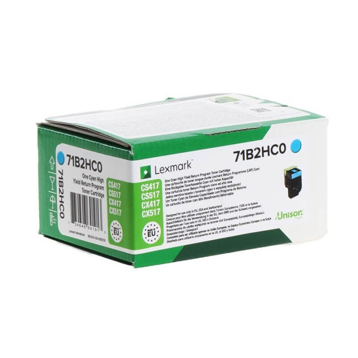Lexmark Toner 71B2HC0 Cyan High Yield, Return in the group COMPUTERS & PERIPHERALS / Printers & Accessories / Ink & Toner / Toner / Lexmark at TP E-commerce Nordic AB (C36701)