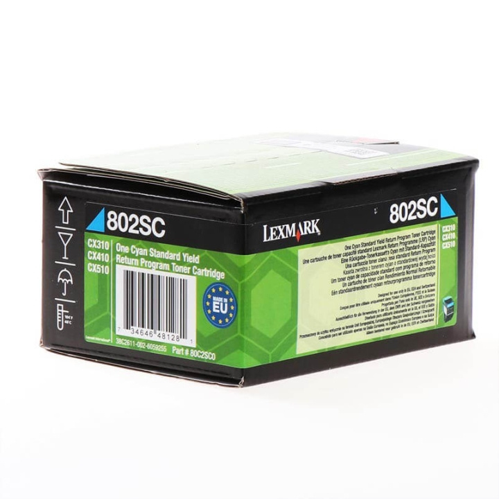 Lexmark Toner 80C2SC0 802 Cyan, Return in the group COMPUTERS & PERIPHERALS / Printers & Accessories / Ink & Toner / Toner / Lexmark at TP E-commerce Nordic AB (C36733)