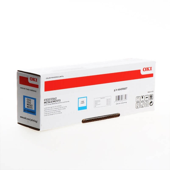 OKI Toner 46490607 Cyan High Capacity in the group COMPUTERS & PERIPHERALS / Printers & Accessories / Ink & Toner / Toner / OKI at TP E-commerce Nordic AB (C36882)