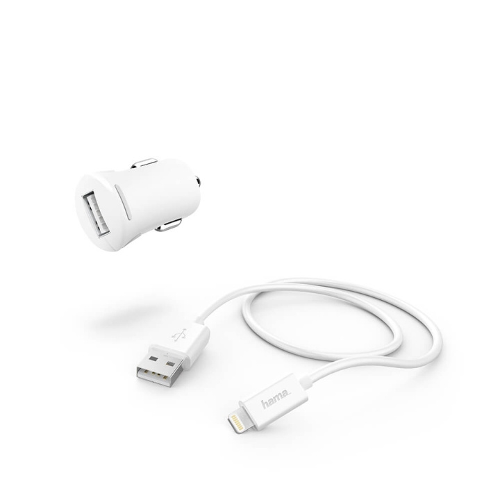 Hama Car Charging Kit Lightning White in the group SMARTPHONE & TABLETS / Chargers & Cables / Car chargers / Car chargers Lightning at TP E-commerce Nordic AB (C38615)