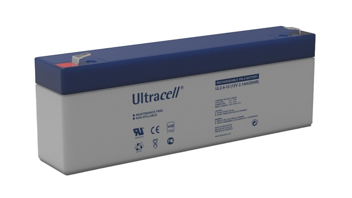 Ultracell Lead acid battery 12 V, 2.1 Ah (UL2.4-12) Faston (4.8mm) lead acid battery, VdS in the group HOME ELECTRONICS / Batteries & Chargers / Rechargable batteries / Lead batteries at TP E-commerce Nordic AB (C38839)