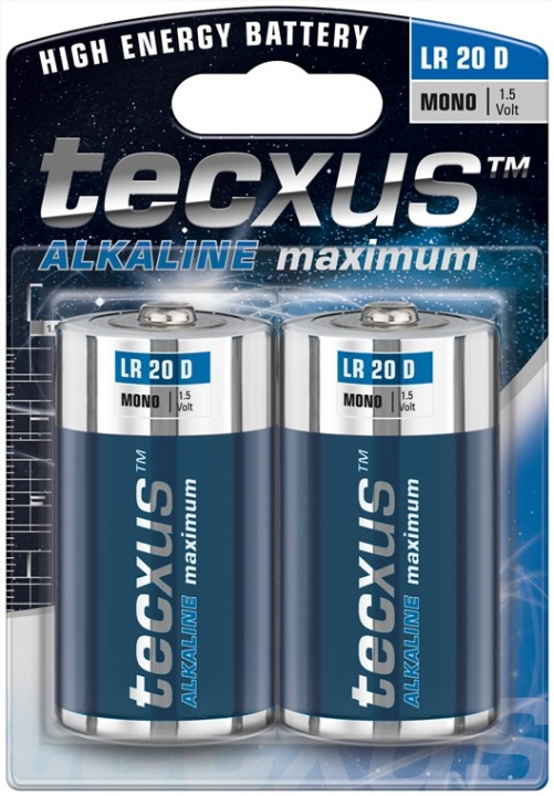 tecxus LR20/D (Mono) Battery, 2 pc. blister alkaline manganese battery, 1.5 V in the group HOME ELECTRONICS / Batteries & Chargers / Batteries / Other at TP E-commerce Nordic AB (C38848)