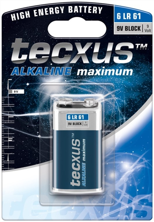 tecxus 6LR61/6LP3146/9 V Block Battery, 1 pc. blister alkaline manganese battery, 9 V in the group HOME ELECTRONICS / Batteries & Chargers / Batteries / 9V at TP E-commerce Nordic AB (C38849)