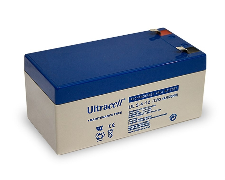 Ultracell Lead acid battery 12 V, 3,4 Ah (UL3.4-12) Faston (4.8mm) lead acid battery, VdS in the group HOME ELECTRONICS / Batteries & Chargers / Rechargable batteries / Lead batteries at TP E-commerce Nordic AB (C38894)