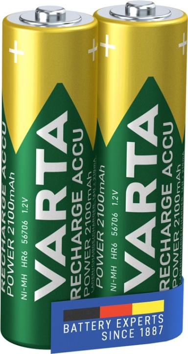 Varta AA (Mignon)/HR6 (56706) Rechargeable - 2100 mAh, 2 pc. blister Low-self-discharge NiMH battery (ready-to-use), 1.2 V in the group HOME ELECTRONICS / Batteries & Chargers / Rechargable batteries / AA at TP E-commerce Nordic AB (C38901)