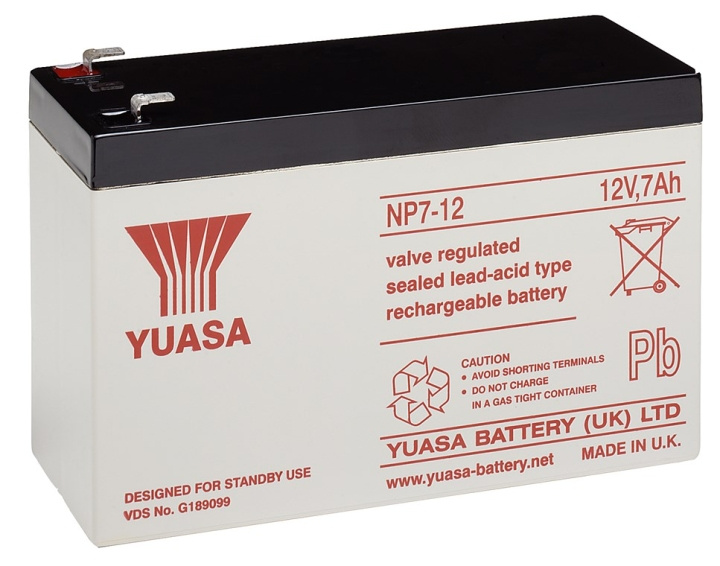 Yuasa Lead acid battery 12 V, 7,0 Ah (NP7-12) lead acid battery, VdS in the group HOME ELECTRONICS / Batteries & Chargers / Rechargable batteries / Lead batteries at TP E-commerce Nordic AB (C38905)