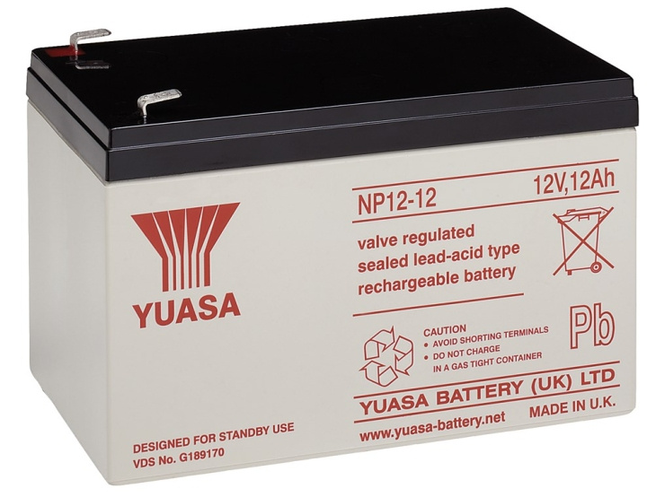 Yuasa Lead acid battery 12 V, 12 Ah (NP12-12) lead acid battery, VdS in the group HOME ELECTRONICS / Batteries & Chargers / Rechargable batteries / Lead batteries at TP E-commerce Nordic AB (C38906)