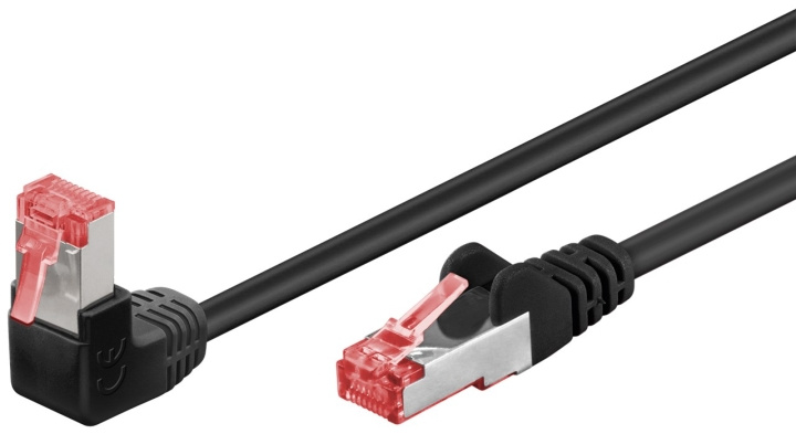 Goobay CAT 6 Patch Cable 1x 90° Angled, S/FTP (PiMF), black copper conductor (CU), halogen-free cable sheath (LSZH), latch on top in the group COMPUTERS & PERIPHERALS / Computer cables / Network cables / Cat6 at TP E-commerce Nordic AB (C39022)