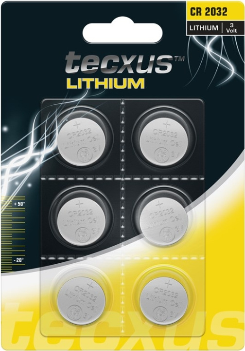 tecxus CR2032 Battery, 6 pcs. in blister lithium button cell, 3 V in the group HOME ELECTRONICS / Batteries & Chargers / Batteries / Button cell at TP E-commerce Nordic AB (C39061)