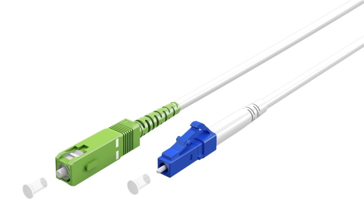 Goobay Fibre-optic Cable (FTTH), Singlemode (OS2) White,(Simplex) optical fibre (FOC), SC-APC (8°) male > LC-UPC male, halogen-free cable sheath (LSZH) in the group COMPUTERS & PERIPHERALS / Computer cables / Network cables / Fiber cabling at TP E-commerce Nordic AB (C39082)