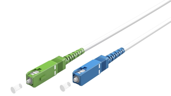 Goobay Fibre-optic Cable (FTTH), Singlemode (OS2) White,(Simplex) optical fibre (FOC), SC-APC (8°) male > SC-UPC male, halogen-free cable sheath (LSZH) in the group COMPUTERS & PERIPHERALS / Computer cables / Network cables / Fiber cabling at TP E-commerce Nordic AB (C39092)