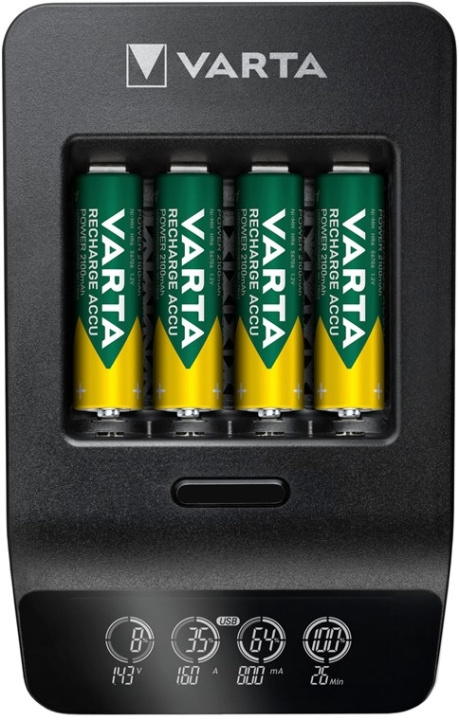 Varta LCD Smart Charger+ (Type 57684) incl. 4x AA 2100 mAh Charges up to 4x AA batteries or AAA batteries (NiMH) simultaneously in the group HOME ELECTRONICS / Batteries & Chargers / Battery charger at TP E-commerce Nordic AB (C39144)