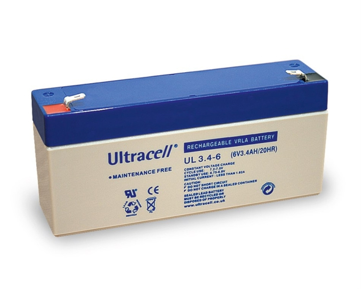 Ultracell Lead acid battery 6 V, 3,4 Ah (UL3.4-6) Faston (4.8mm) lead acid battery in the group HOME ELECTRONICS / Batteries & Chargers / Rechargable batteries / Lead batteries at TP E-commerce Nordic AB (C39421)