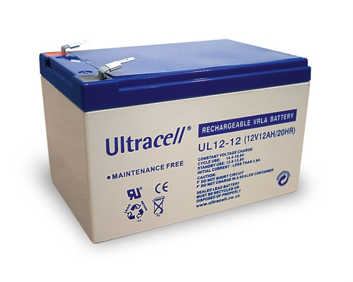 Ultracell Lead acid battery 12 V, 12 Ah (UL12-12) Faston (4.8mm) lead acid battery, VdS in the group HOME ELECTRONICS / Batteries & Chargers / Rechargable batteries / Lead batteries at TP E-commerce Nordic AB (C39425)