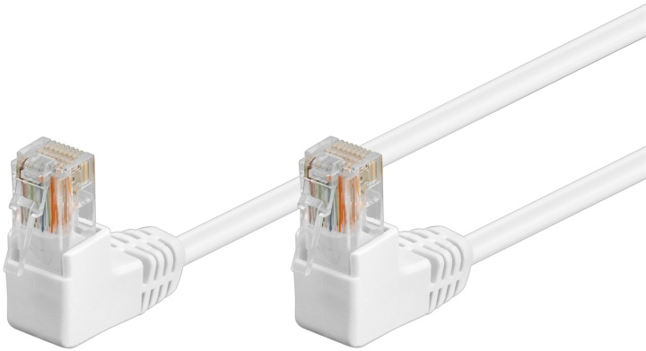Goobay CAT 5e Patch Cable 2x 90° Angled, U/UTP, white copper-clad aluminium wire (CCA), 2x RJ45 male 90° (8P8C) in the group COMPUTERS & PERIPHERALS / Computer cables / Network cables / Cat5e at TP E-commerce Nordic AB (C40003)