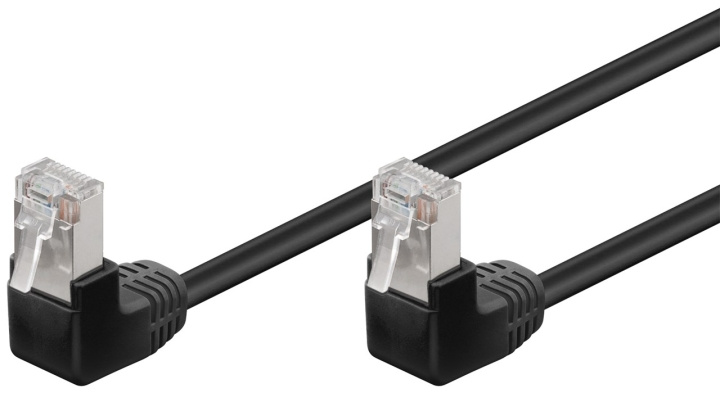 Goobay CAT 5e Patch Cable 2x 90° Angled, F/UTP, black copper-clad aluminium wire (CCA), 2x RJ45 male 90° (8P8C) in the group COMPUTERS & PERIPHERALS / Computer cables / Network cables / Cat5e at TP E-commerce Nordic AB (C40010)