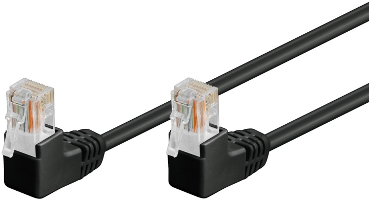 Goobay CAT 5e Patch Cable 2x 90° Angled, U/UTP, black copper-clad aluminium wire (CCA), 2x RJ45 male 90° (8P8C) in the group COMPUTERS & PERIPHERALS / Computer cables / Network cables / Cat5e at TP E-commerce Nordic AB (C40015)
