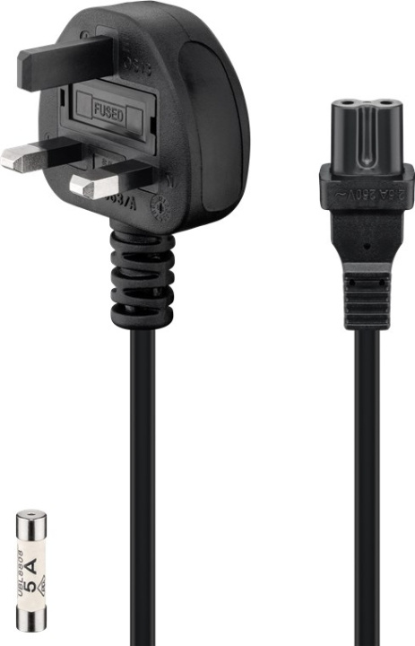 Goobay UK Mains Connection Cable, 1.5 m, Black UK 3-pin plug (type G, BS 1363) > C7 appliance socket in the group COMPUTERS & PERIPHERALS / Computer cables / Device kable at TP E-commerce Nordic AB (C40068)