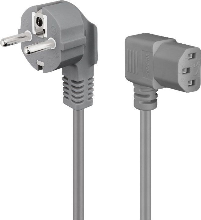 Goobay Angled IEC Cord on Both Sides, 2 m, Grey safety plug (type F, CEE 7/7) > Appliance socket C13 in the group COMPUTERS & PERIPHERALS / Computer cables / Device kable at TP E-commerce Nordic AB (C40082)