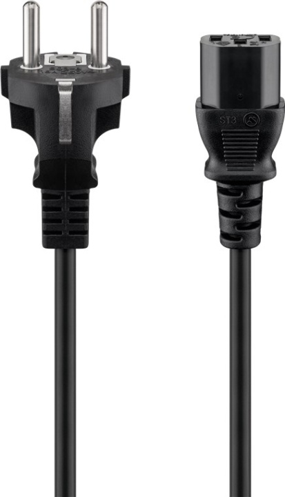 Goobay IEC Cord, 2 m, Black safety plug (type F, CEE 7/7) > Appliance socket C13 in the group COMPUTERS & PERIPHERALS / Computer cables / Device kable at TP E-commerce Nordic AB (C40086)