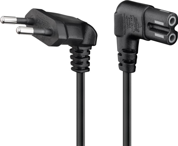 Goobay Connection Cable Euro Plug Angled at Both Ends, 0.3 m, Black Euro Plug (type C, CEE 7/16) > C7 appliance socket in the group COMPUTERS & PERIPHERALS / Computer cables / Device kable at TP E-commerce Nordic AB (C40121)