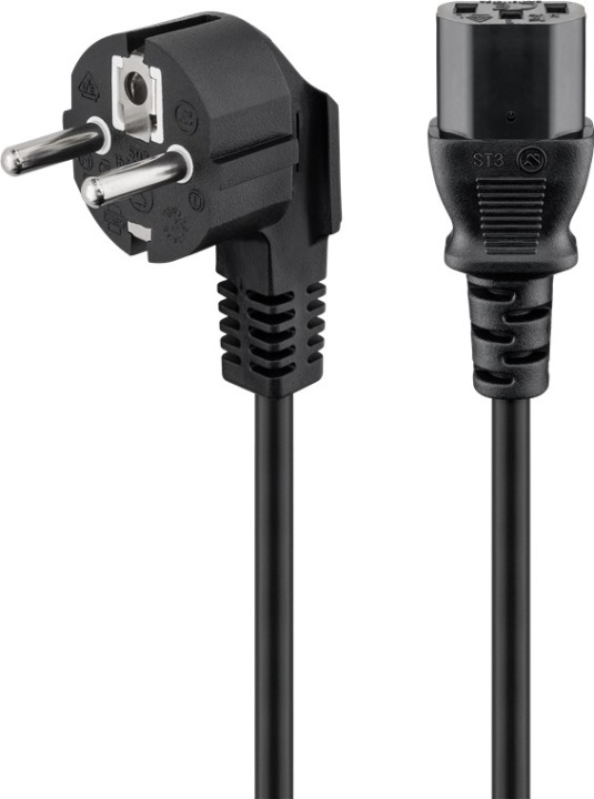 Goobay Angled IEC Cord, 1.8 m, Black safety plug (type F, CEE 7/7) > C13 appliance socket in the group COMPUTERS & PERIPHERALS / Computer cables / Device kable at TP E-commerce Nordic AB (C40146)