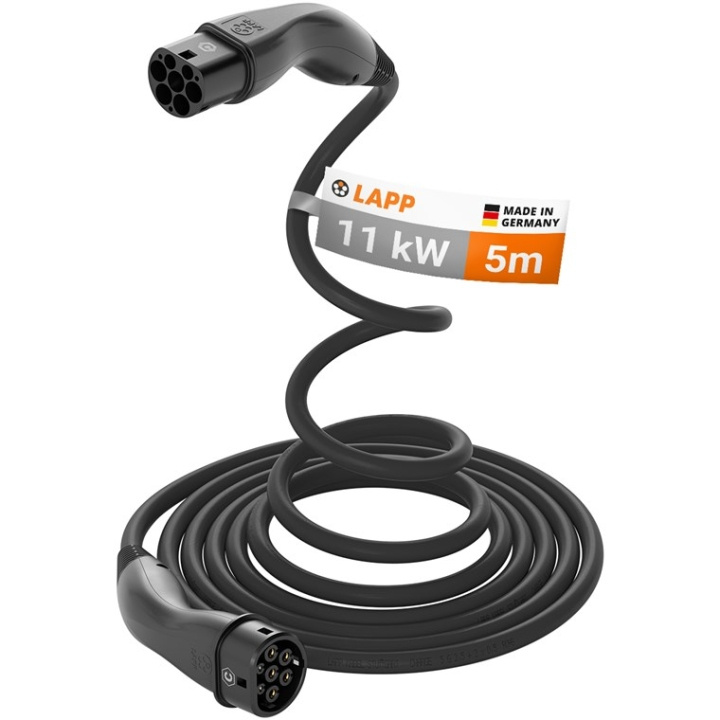 LAPP MOBILITY Type 2 HELIX Convenience Charging Cable, up to 11 kW, 5 m, black (5555935001) 20 A, 3 phases, for charging hybrid and electric cars with Type 2 connection in the group CAR / Charging cables & Charging boxes to Electric cars at TP E-commerce Nordic AB (C40200)