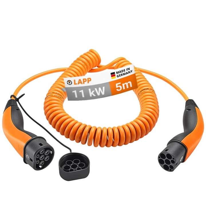 LAPP MOBILITY Type 2 Spiral Charging Cable, up to 11 kW, 5 m, orange (5555936025) 20 A, 3 phases, for charging hybrid and electric cars with Type 2 connection in the group CAR / Charging cables & Charging boxes to Electric cars at TP E-commerce Nordic AB (C40206)