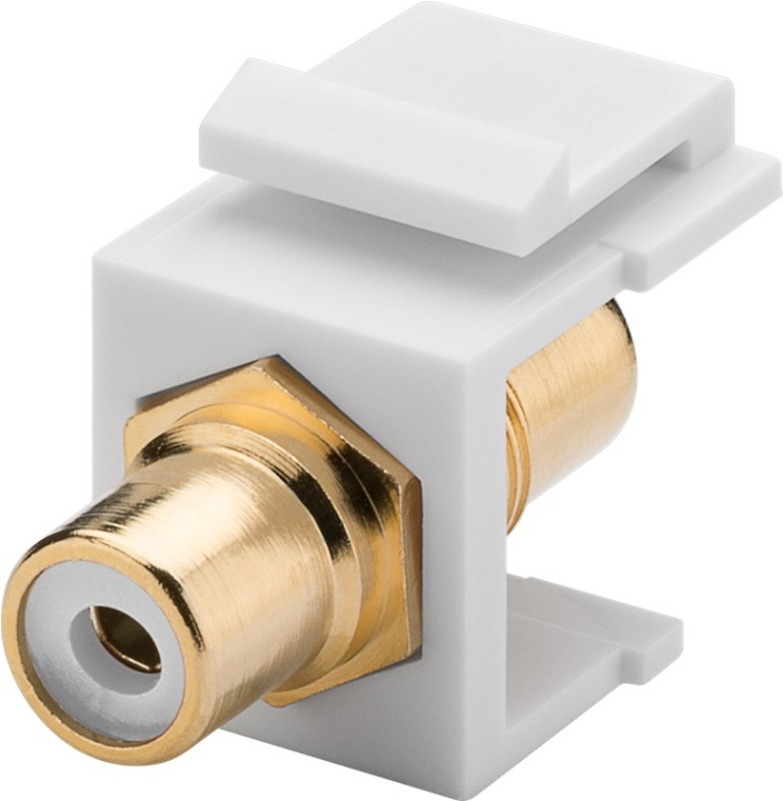 Goobay Keystone Cinch/RCA Module 16.2 mm width, 2 RCA female, white, gold-plated in the group COMPUTERS & PERIPHERALS / Computer cables / Network cables / Adapters & Conductor joints at TP E-commerce Nordic AB (C40291)