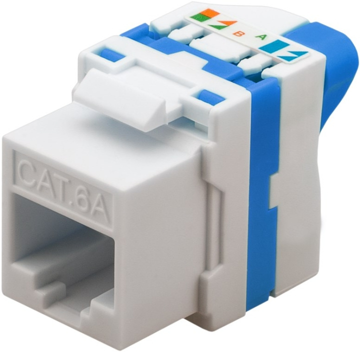 Goobay Keystone Module RJ45 CAT 6A, UTP 16.7 mm wide, for IDC connection (toolless), with rotary lock in the group COMPUTERS & PERIPHERALS / Computer cables / Network cables / Adapters & Conductor joints at TP E-commerce Nordic AB (C40322)