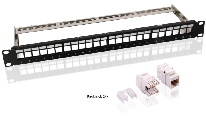 Goobay 19 inch (48.3 cm) Keystone Patch Panel Pack (1 U) incl. 24x CAT 6 modules (UTP) in the group COMPUTERS & PERIPHERALS / Computer cables / Network cables / Adapters & Conductor joints at TP E-commerce Nordic AB (C40341)