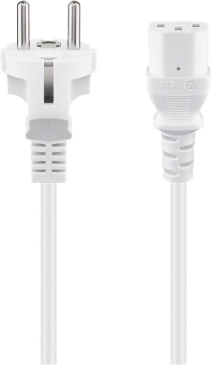 Goobay IEC Cord, 1.5 m, White safety plug (type F, CEE 7/7) > Appliance socket C13 in the group COMPUTERS & PERIPHERALS / Computer cables / Device kable at TP E-commerce Nordic AB (C40365)