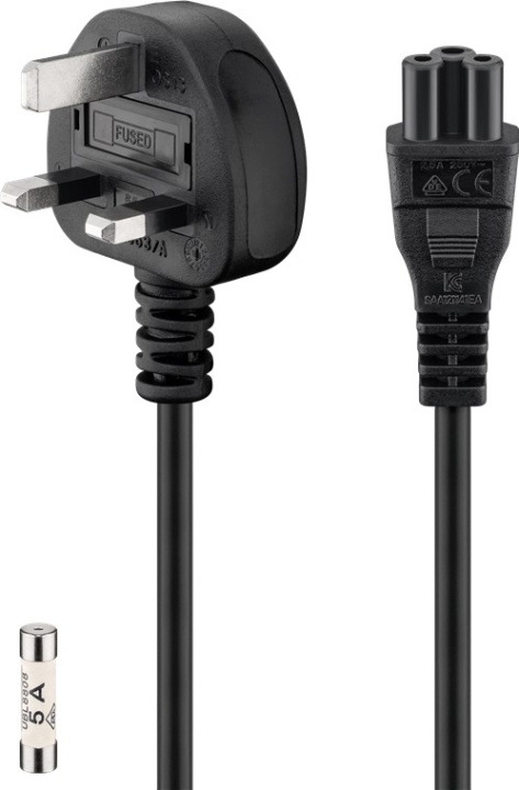 Goobay UK - Device Connection Cable, 1.8 m, Black UK 3-pin plug (type G, BS 1363) > C5 appliance socket in the group COMPUTERS & PERIPHERALS / Computer cables / Device kable at TP E-commerce Nordic AB (C40370)