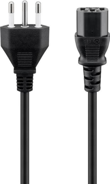 Goobay IEC Cord Italy, 1.8 m, Black Italy plug (type L, CEI 23-16-VII) > C13 appliance socket (IEC connector) in the group COMPUTERS & PERIPHERALS / Computer cables / Device kable at TP E-commerce Nordic AB (C40374)