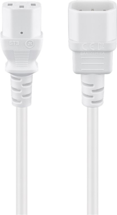 Goobay Extension Lead with C13 socket and C14 plug, 0.5 m, White C14 appliance plug > C13 appliance socket in the group COMPUTERS & PERIPHERALS / Computer cables / Device kable at TP E-commerce Nordic AB (C40376)