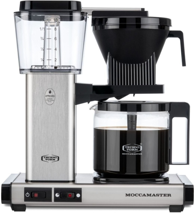 Moccamaster Automatic -kahvinkeitin, harjattu hopea in the group HOME, HOUSEHOLD & GARDEN / Household appliances / Coffee makers and accessories / Drip coffee makers at TP E-commerce Nordic AB (C40893)