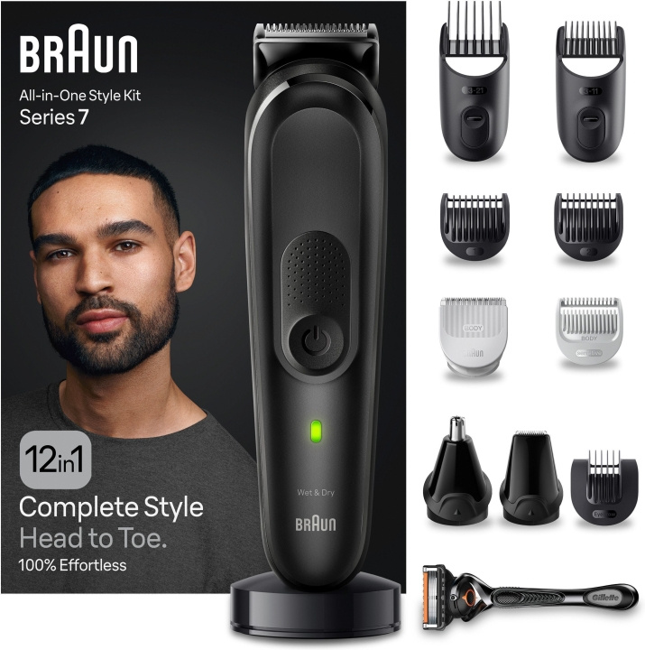 Braun All in One Series 7 MGK7460 12-in-1 -parta- ja vartalotrimmeri in the group BEAUTY & HEALTH / Hair & Styling / Shaving & Trimming / Beard trimmer & Accessories at TP E-commerce Nordic AB (C40949)