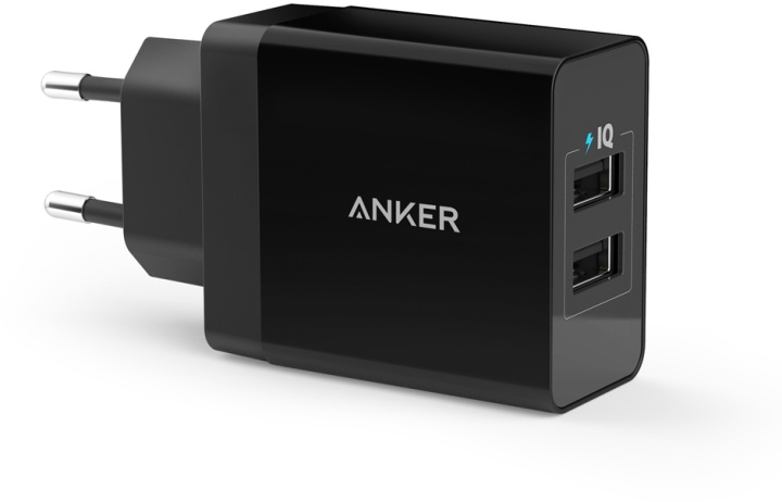 Anker USB -verkkovirtalaturi 2 x USB, 4.8 A, musta in the group SMARTPHONE & TABLETS / Chargers & Cables / Wall charger / Wall charger USB at TP E-commerce Nordic AB (C41013)