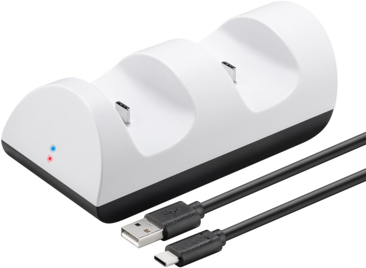 Goobay PS5 Controller Dual-laddningsstation för upp till två PS5 styrenhet, med laddningsindikator och USB-laddningskabel C in the group HOME ELECTRONICS / Game consoles & Accessories / Sony PlayStation 5 / Accessories at TP E-commerce Nordic AB (C41128)