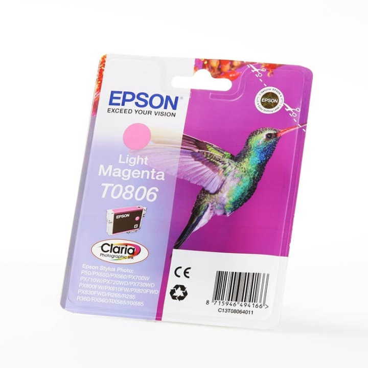 Epson Ink C13T08064011 T0806 Light Magenta, Hummingbird in the group COMPUTERS & PERIPHERALS / Printers & Accessories / Ink & Toner / Ink cartridges / Epson at TP E-commerce Nordic AB (C42050)