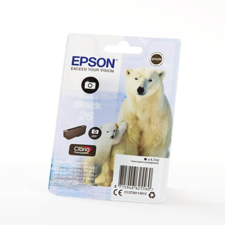 EPSON Ink C13T26114012 26 Photo Black Polar Bear in the group COMPUTERS & PERIPHERALS / Printers & Accessories / Ink & Toner / Ink cartridges / Epson at TP E-commerce Nordic AB (C42051)